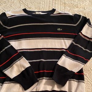 Lacoste Men's Sweater with Red and Gray Stripes